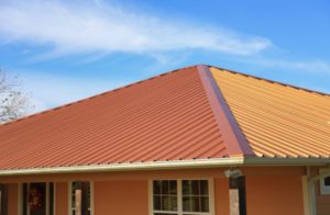 a metal roof on a commercial building